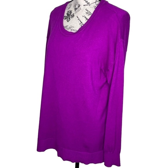 Gibson & Latimer Scoop Neck Gold Tone Back Zip Long Sleeve Lined Sweater Size M - Picture 4 of 15